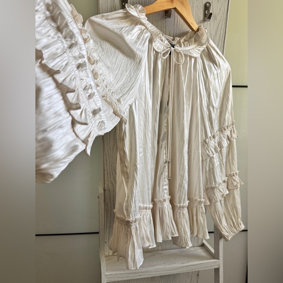 BCBGMAXAZRIA Ruffle Peasant Long Sleeve Blouse - Picture 7 of 15